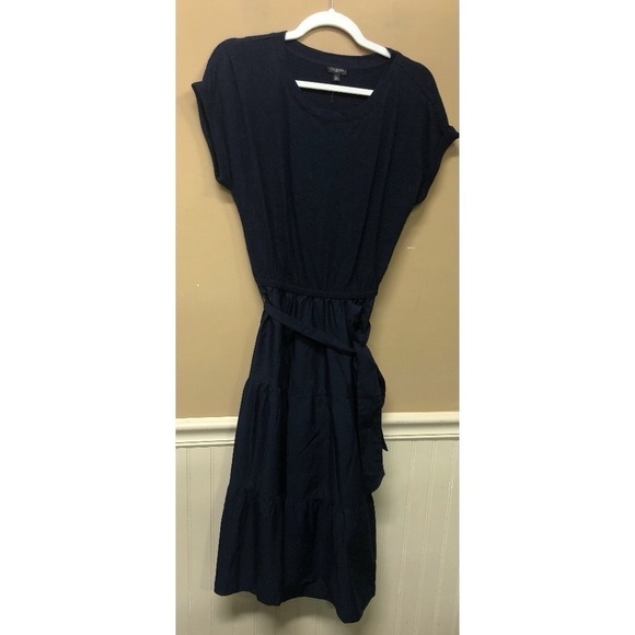 TALBOTS NAVY TIER Belted DRESS SIZE Small Petite NWT - Picture 1 of 7
